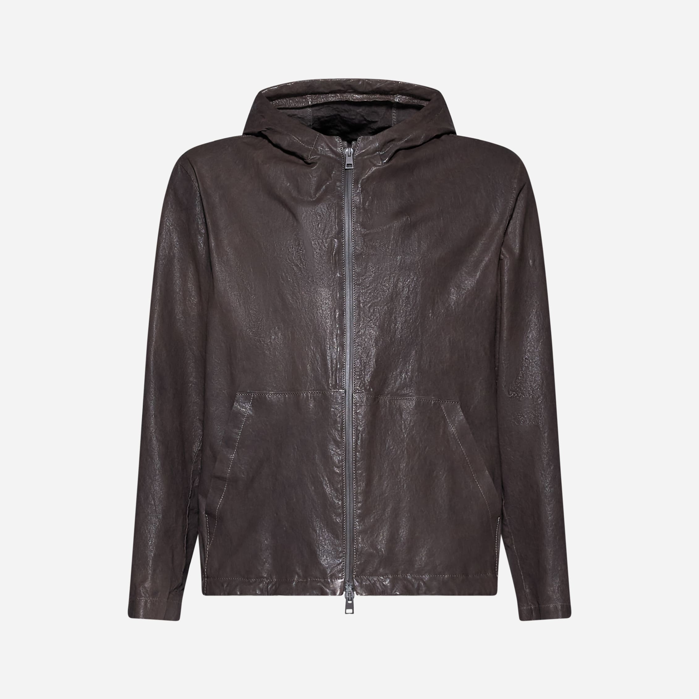 Leather Hoodie - Coffee | Salvatore Santoro