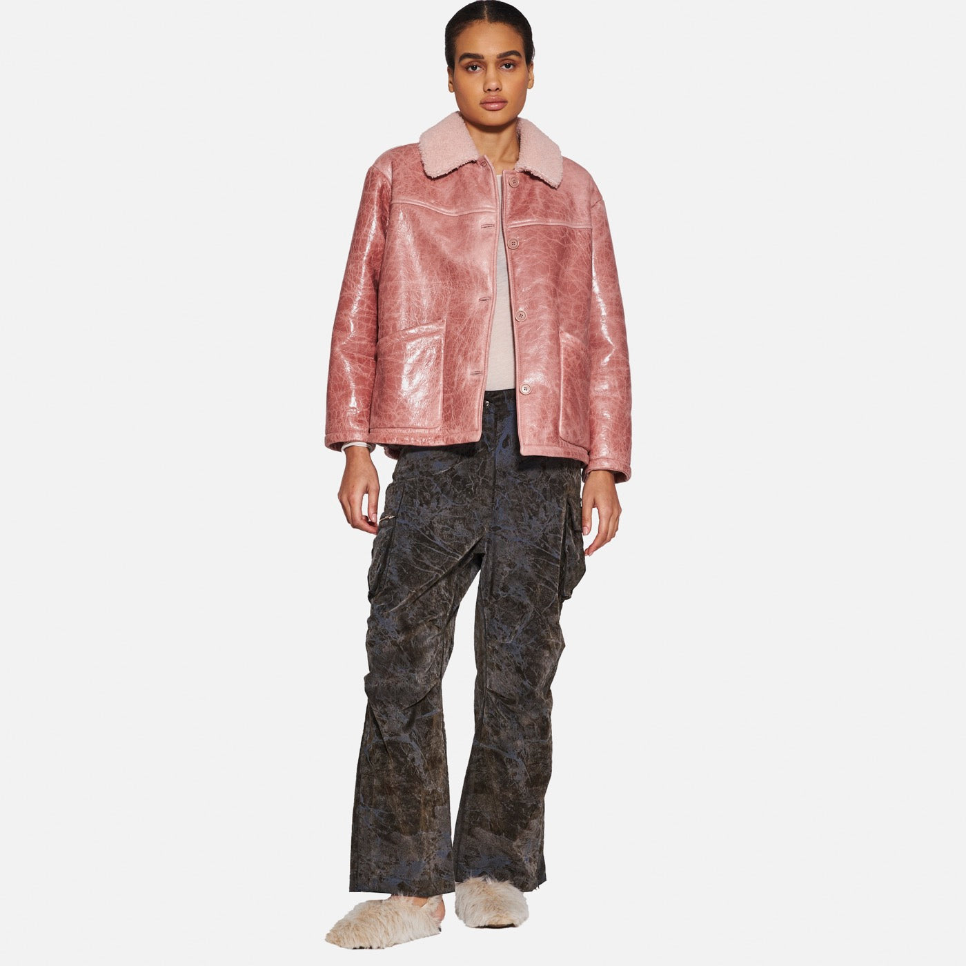 GIACCA IN SHEARLING - ROSA