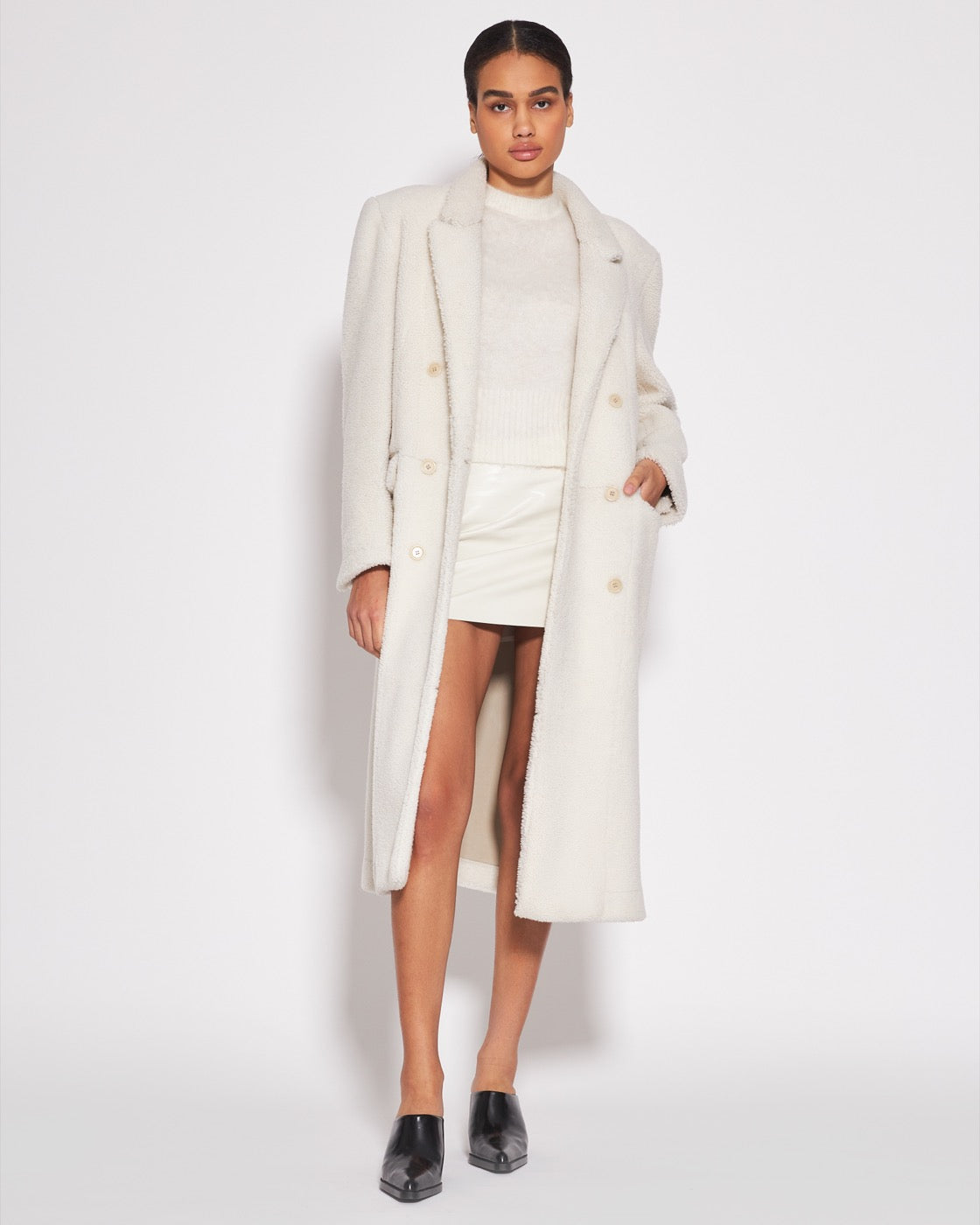 CAPPOTTO IN SHEARLING -IVORY