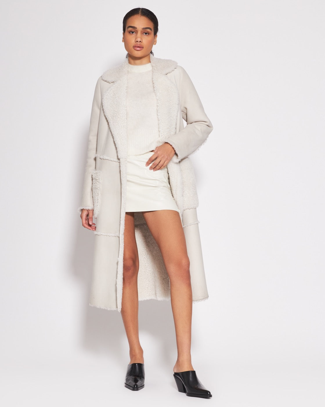 CAPPOTTO IN SHEARLING - IVORY