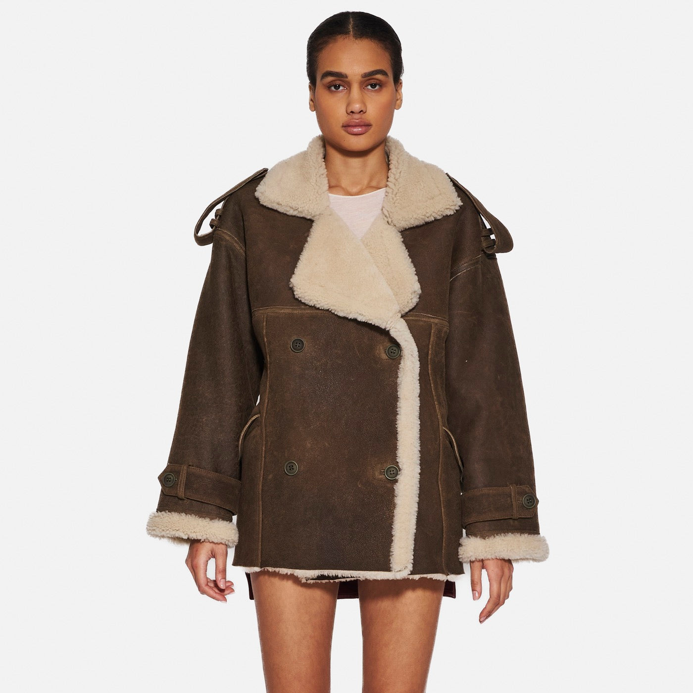 GIACCA IN SHEARLING - ARMY