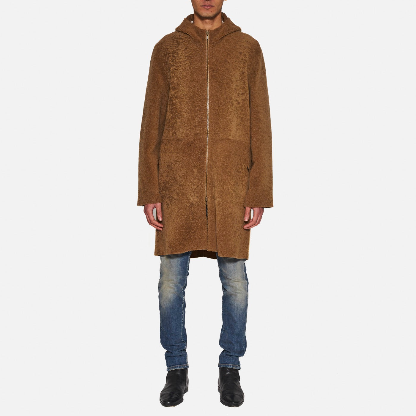 CAPPOTTO IN SHEARLING - CAMEL
