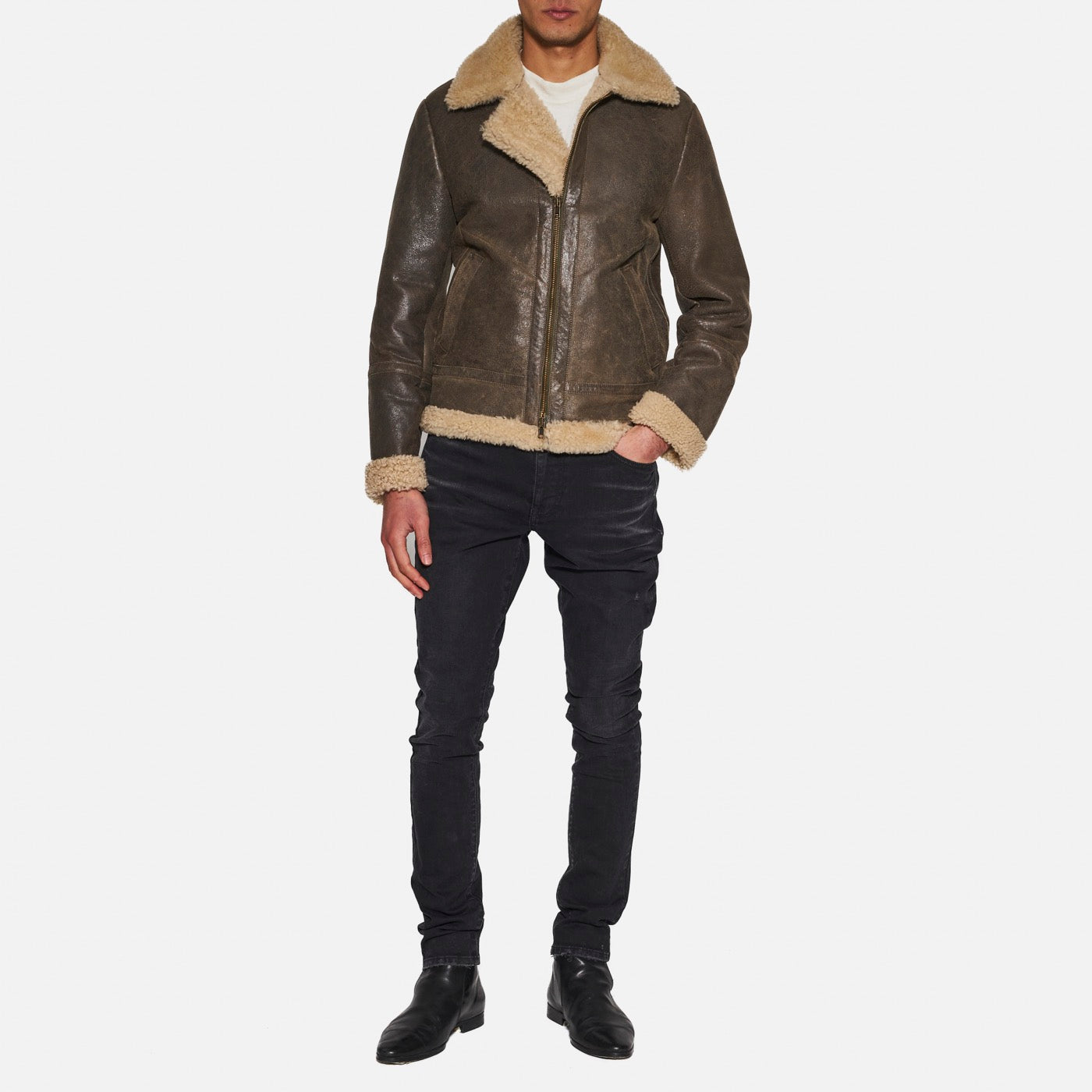 GIACCA IN SHEARLING - OLIVE