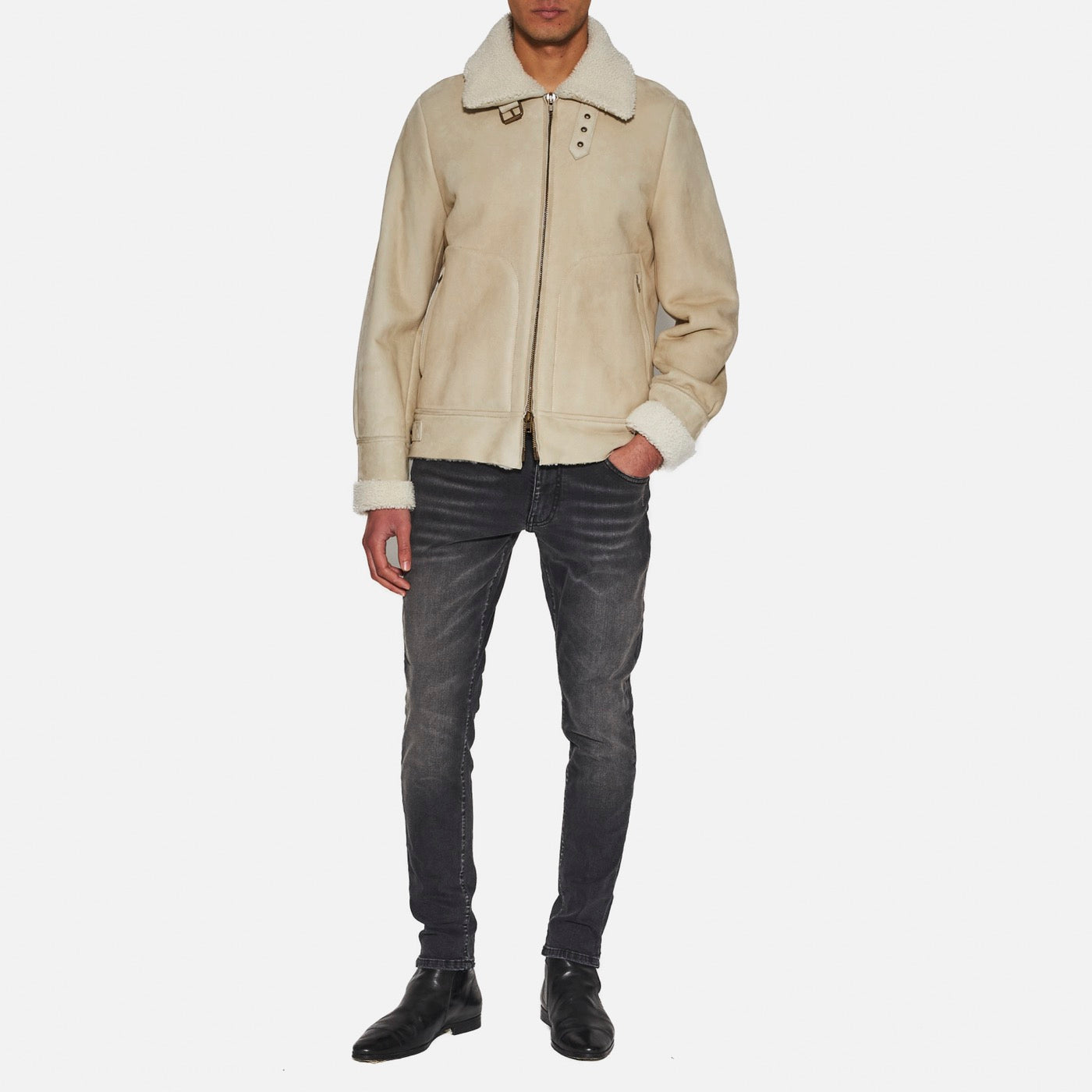 GIACCA IN SHEARLING - IVORY