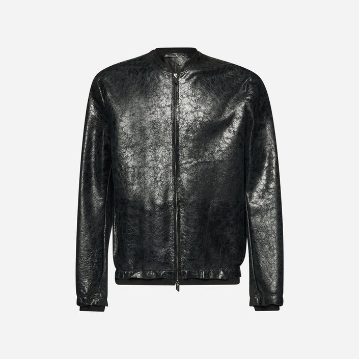 BOMBER MODERN IN PELLE – BLACK