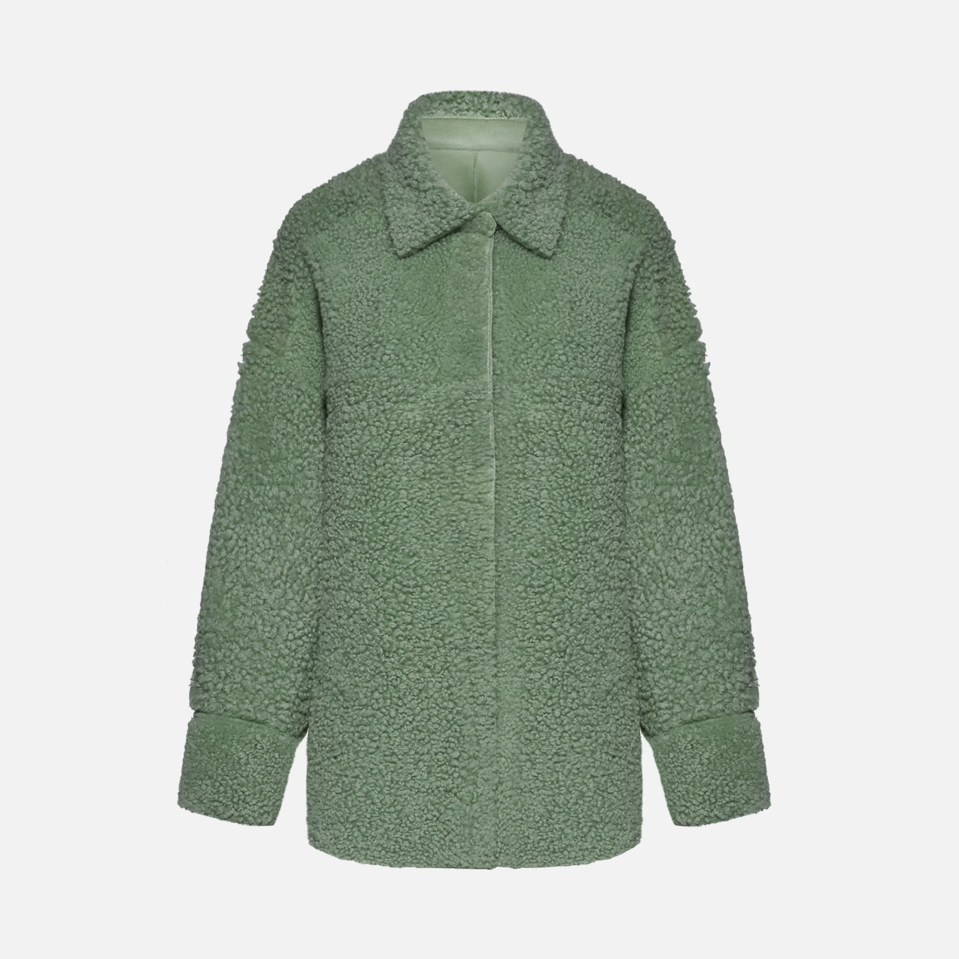 Salvatore Santoro CAMICIA IN SHEARLING - LIGHT GREEN