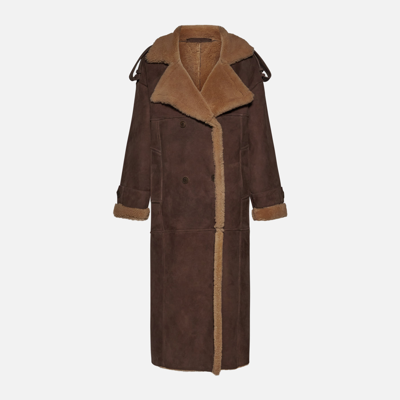 Salvatore Santoro CAPPOTTO DOPPIOPETTO IN SHEARLING - BROWN