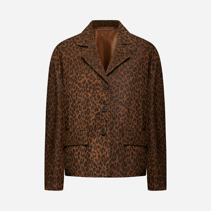 CROPPED LEATHER JACKET – TOBACCO