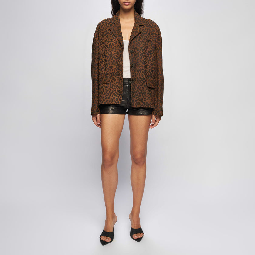 CROPPED LEATHER JACKET – TOBACCO
