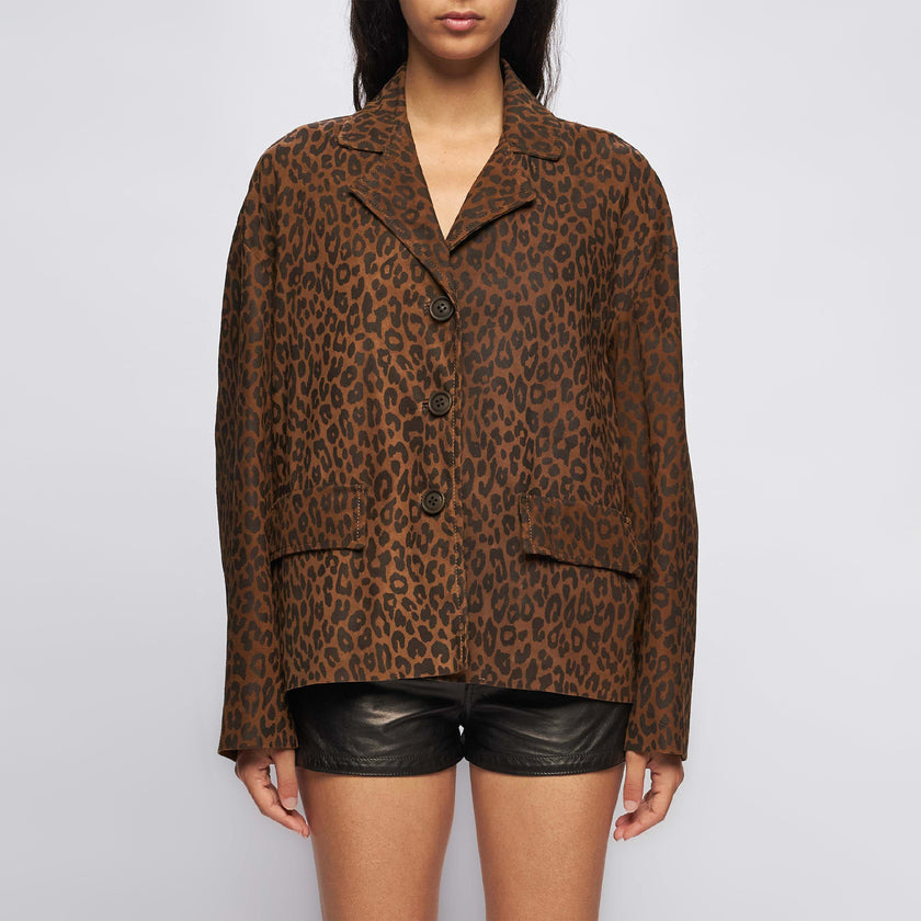 CROPPED LEATHER JACKET – TOBACCO