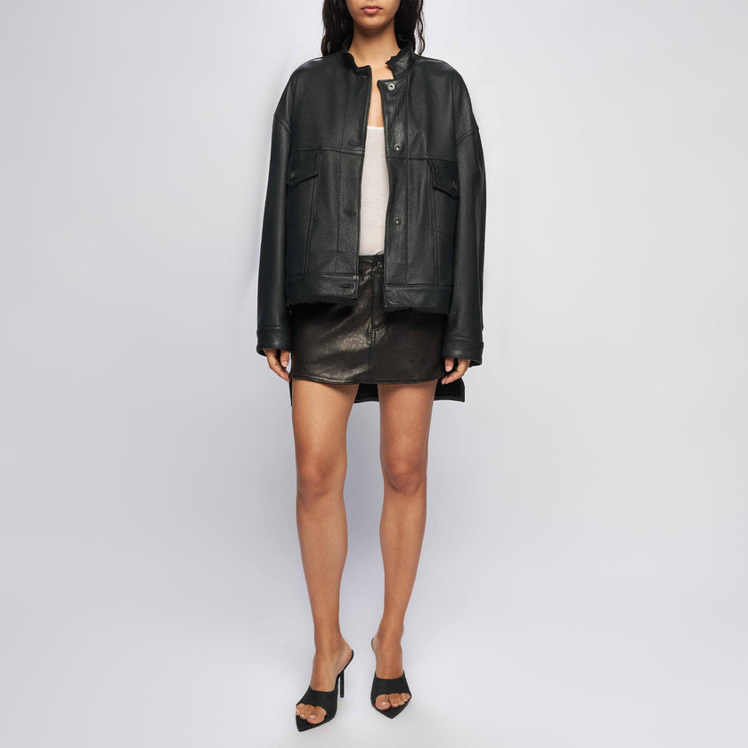 GIACCA UTILITY IN PELLE – BLACK