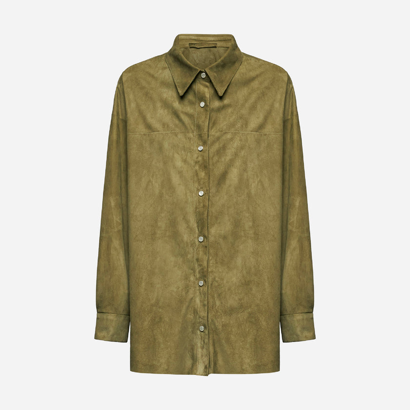 CAMICIA IN PELLE SCAMOSCIATA – ARMY