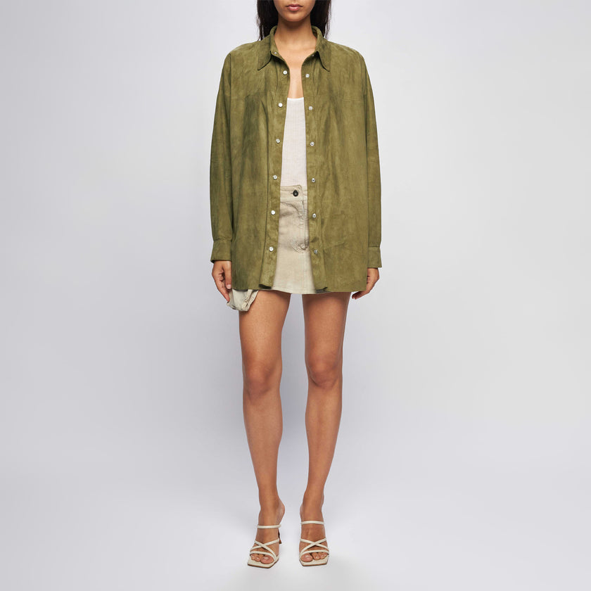 CAMICIA IN PELLE SCAMOSCIATA – ARMY
