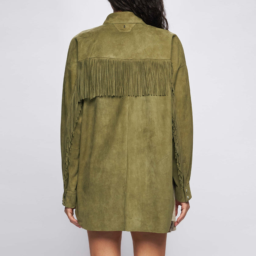 CAMICIA IN PELLE SCAMOSCIATA – ARMY