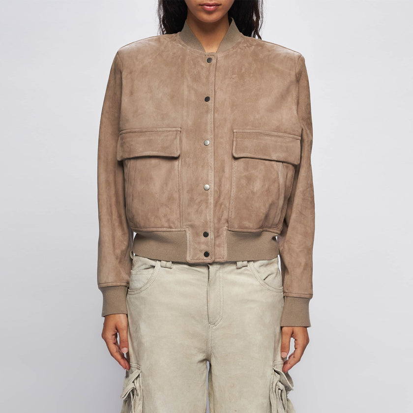 WILDLEDER-BOMBERJACKE – SAND