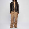 PANTALONI CARGO IN PELLE SCAMOSCIATA – SAND