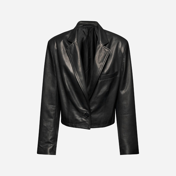 GIACCA SHORT IN PELLE – BLACK