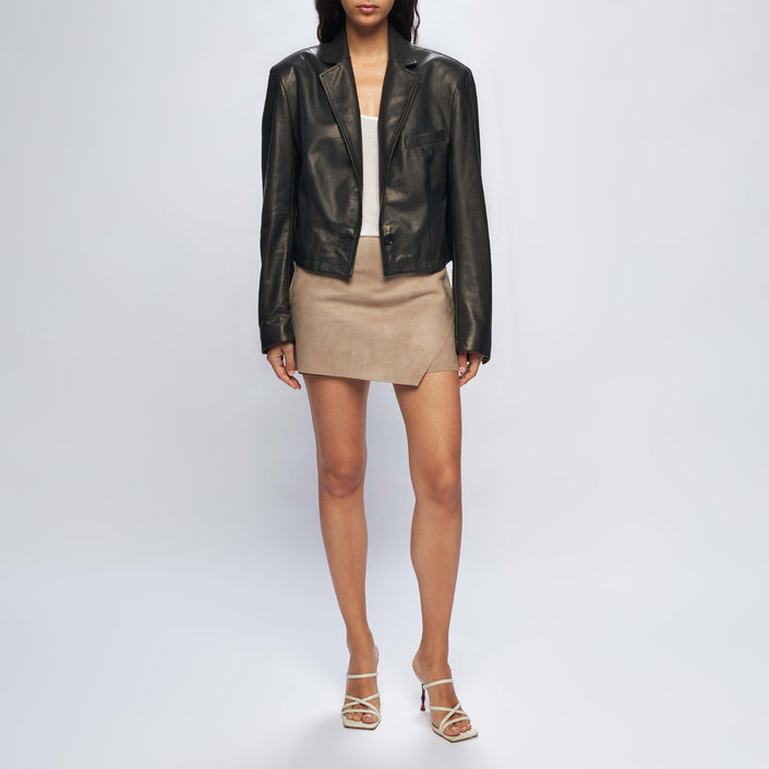 GIACCA SHORT IN PELLE – BLACK