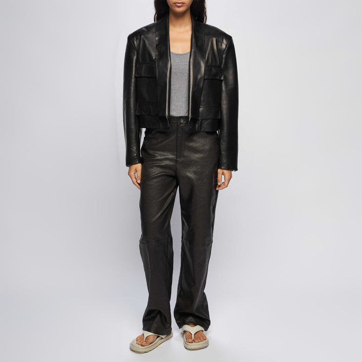 PANTALONI 5 TASCHE IN PELLE – BLACK