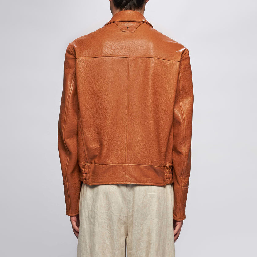 GIACCA BIKER IN PELLE – CARAMEL