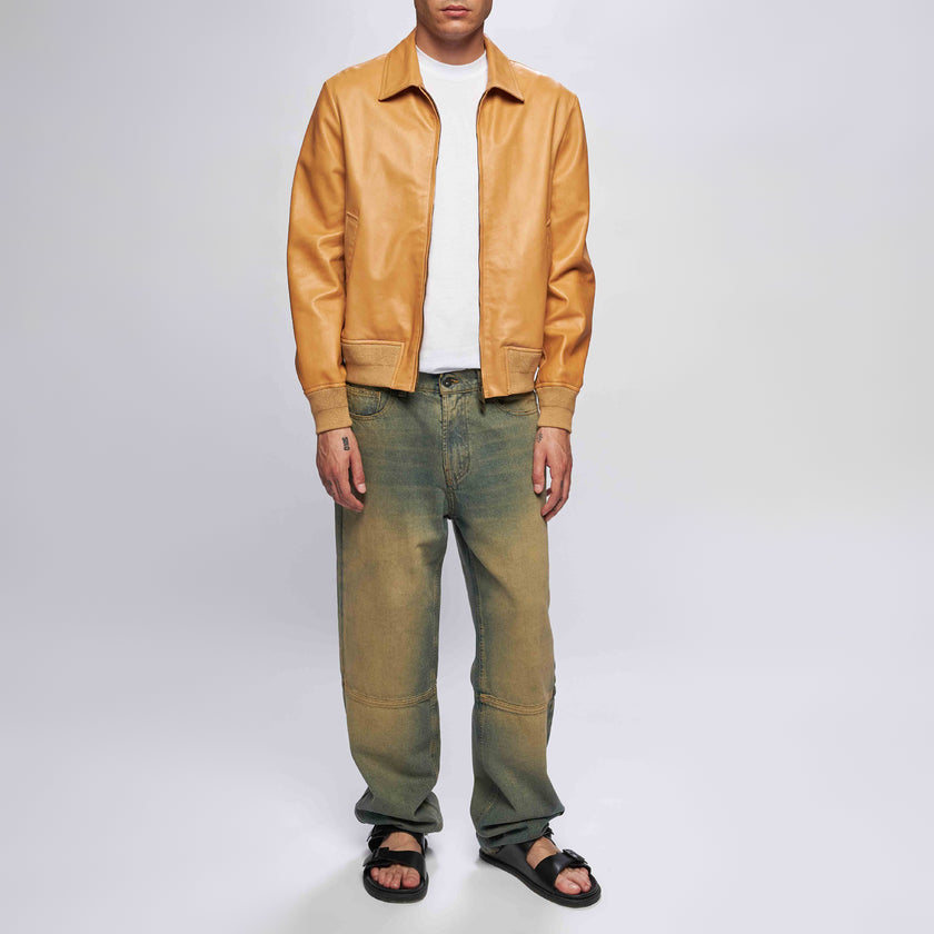 LEATHER BOMBER – CARAMEL