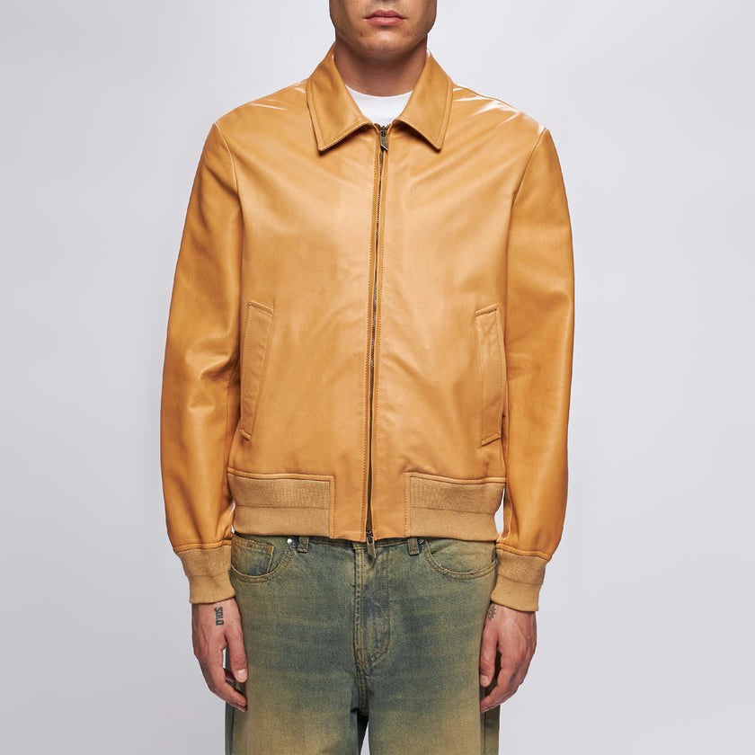LEATHER BOMBER – CARAMEL