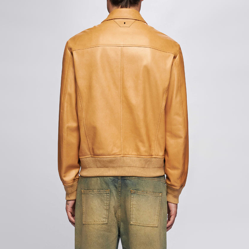 LEATHER BOMBER – CARAMEL