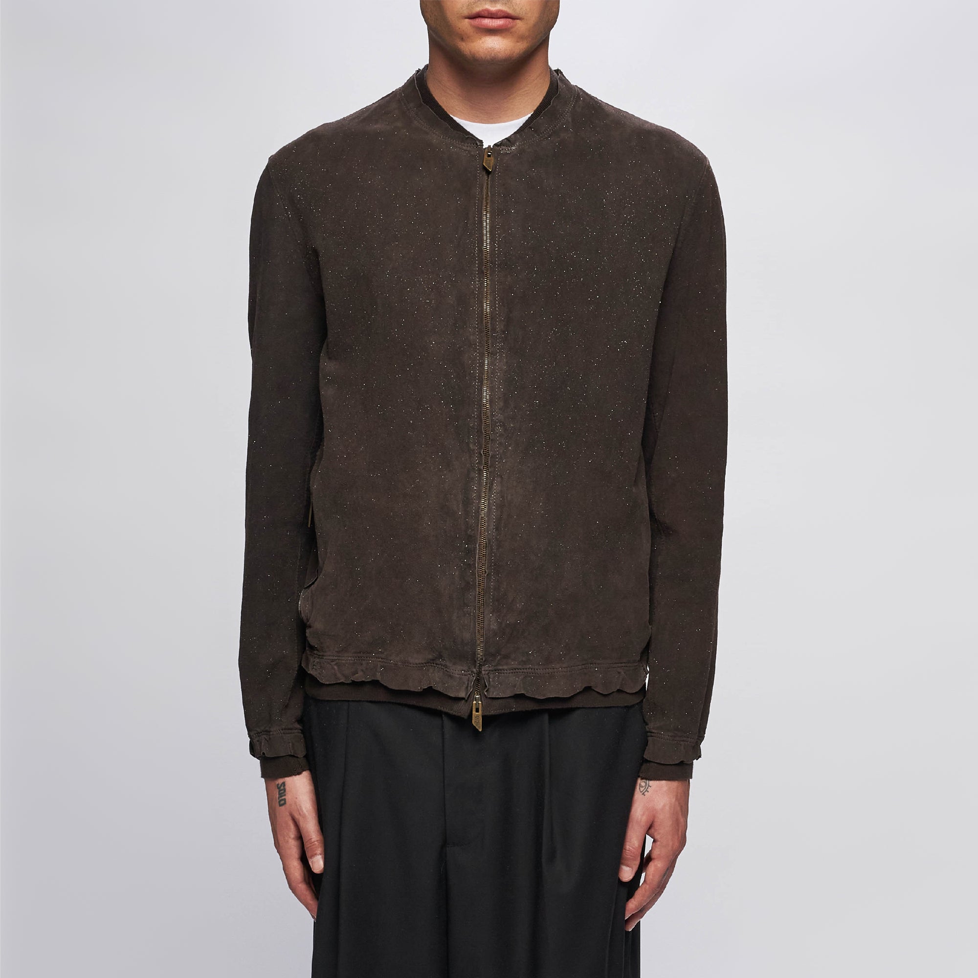 MINIMAL SUEDE JACKET -COFFEE