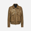 GIACCA OVER IN PELLE MARTELLATA - OLIVE