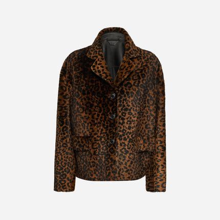 GIACCA IN SHEARLING LEOPARDATO - BROWN