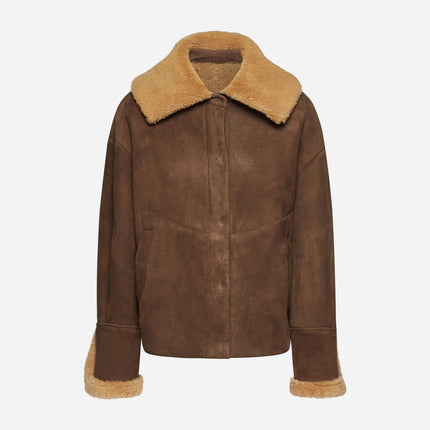 GIACCA IN SHEARLING SCAMOSCIATO - BROWN COGNAC