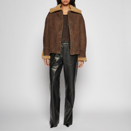 GIACCA IN SHEARLING SCAMOSCIATO - BROWN COGNAC