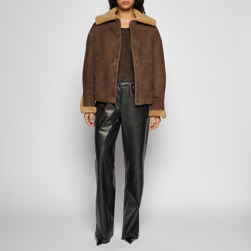 GIACCA IN SHEARLING SCAMOSCIATO - BROWN COGNAC