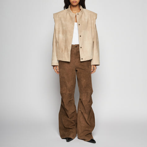 GIACCA IN PELLE SCAMOSCIATA - IVORY