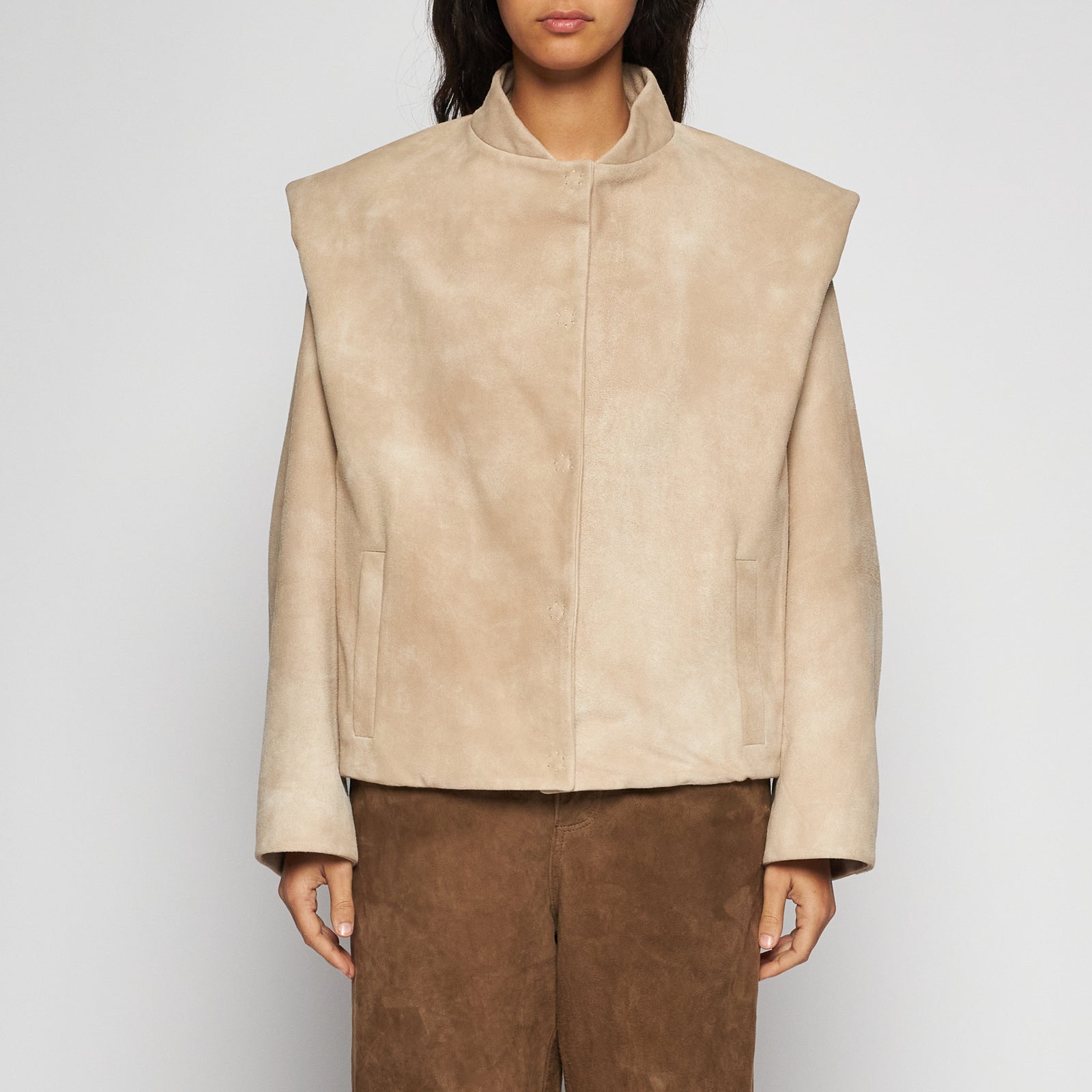 GIACCA IN PELLE SCAMOSCIATA - IVORY