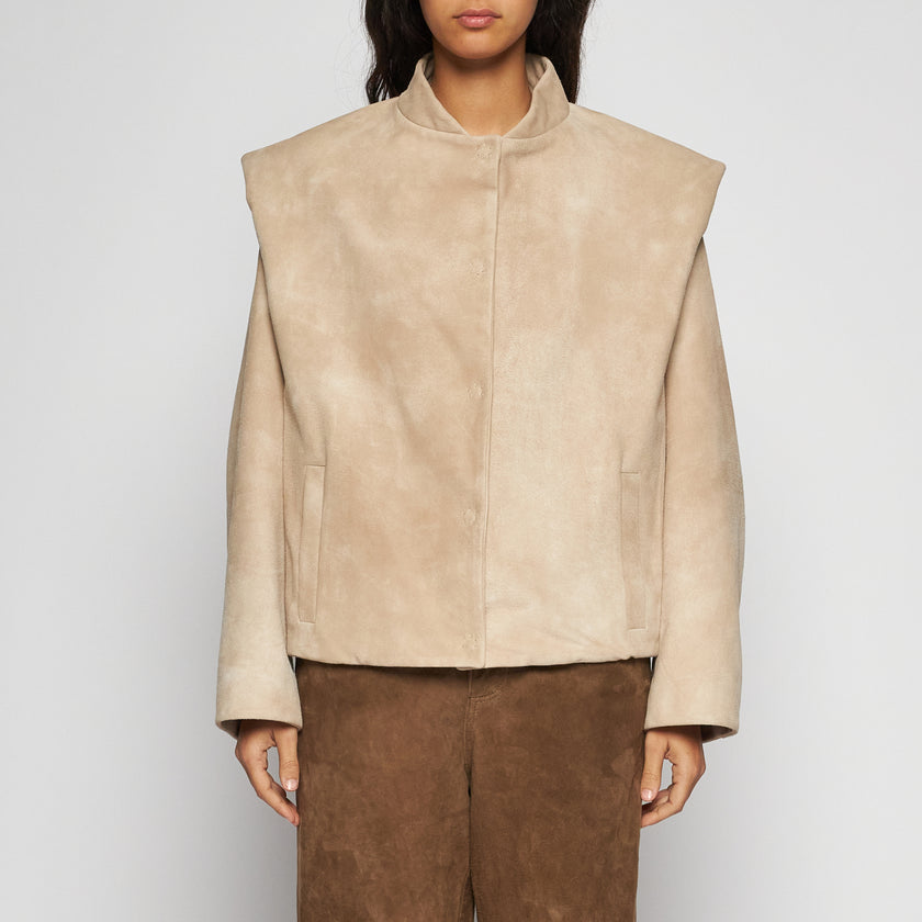 WILDLEDERJACKE - ELFENBEIN