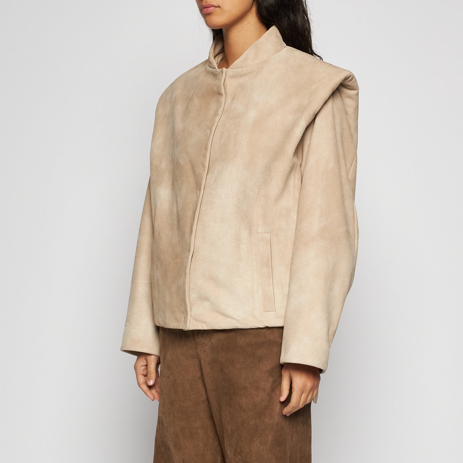 GIACCA IN PELLE SCAMOSCIATA - IVORY