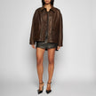 GIACCA WORK IN PELLE CERATA - BROWN