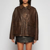 GIACCA WORK IN PELLE CERATA - BROWN