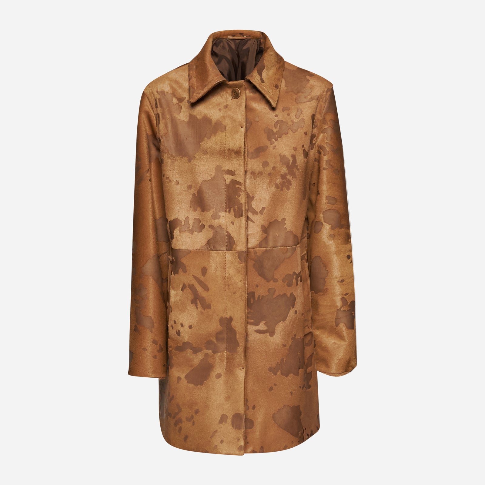 CAPPOTTO IN PELLE DI CAVALLINO - CARAMEL