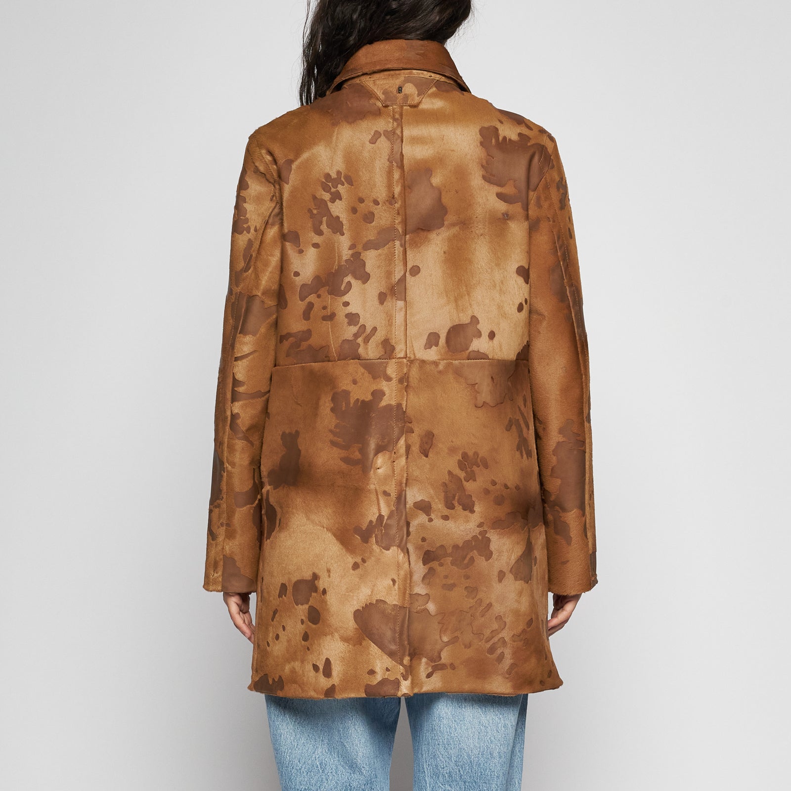 CAPPOTTO IN PELLE DI CAVALLINO - CARAMEL