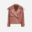 GIACCA TRENCH IN PELLE PLONGÈ – ROSE