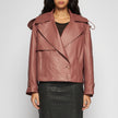 GIACCA TRENCH IN PELLE PLONGÈ – ROSE
