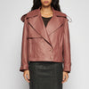 GIACCA TRENCH IN PELLE PLONGÈ – ROSE