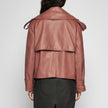 GIACCA TRENCH IN PELLE PLONGÈ – ROSE
