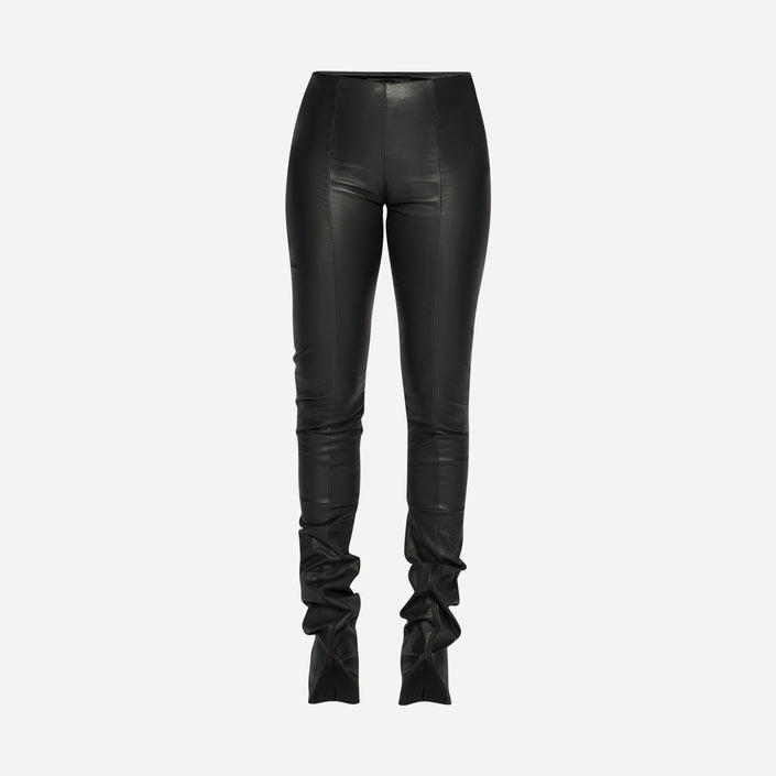 PANTALONE IN NAPPA STRECH - BLACK