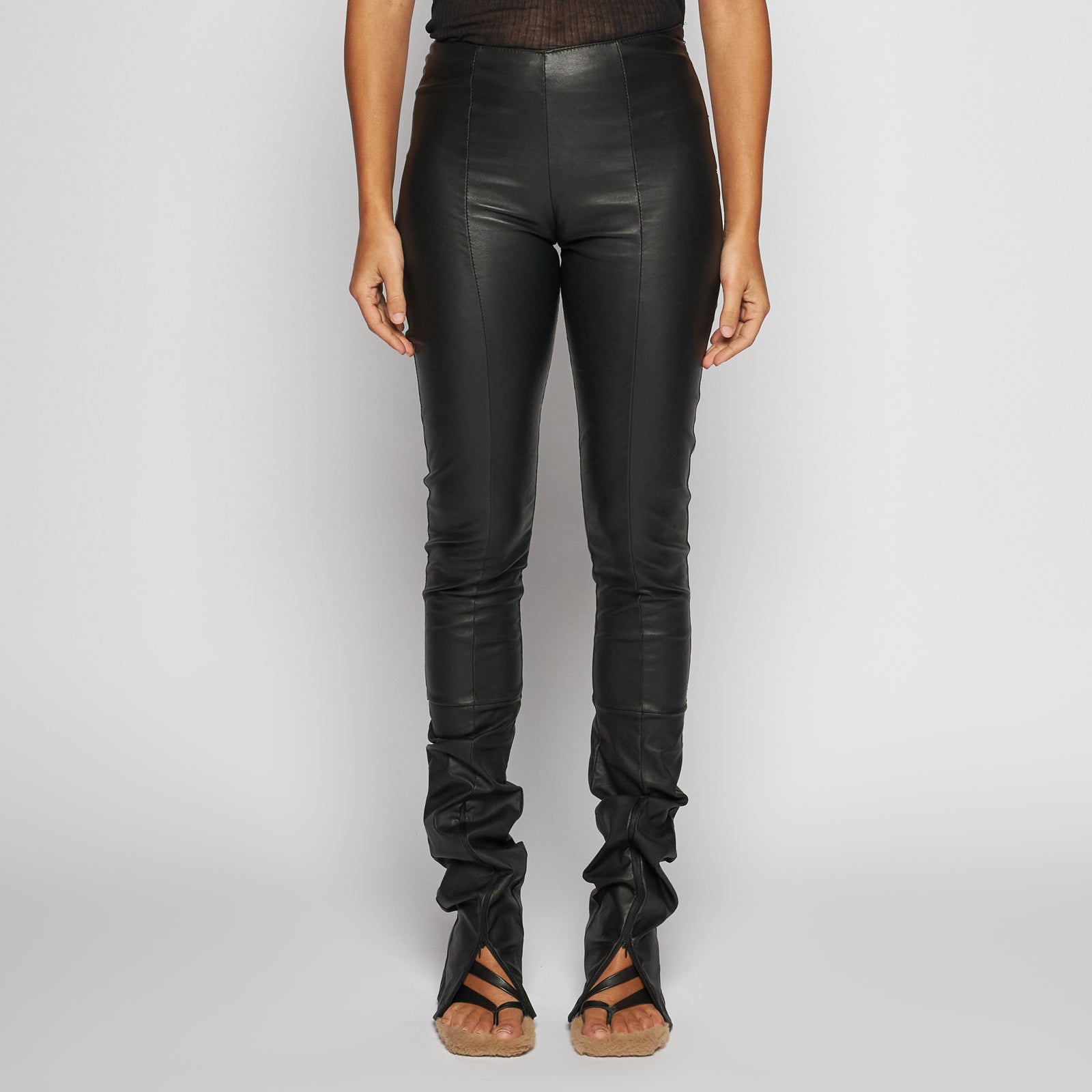 PANTALONE IN NAPPA STRECH - BLACK