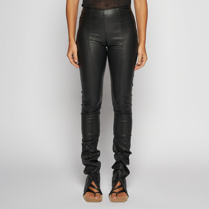 STRETCH NAPPA TROUSERS - BLACK