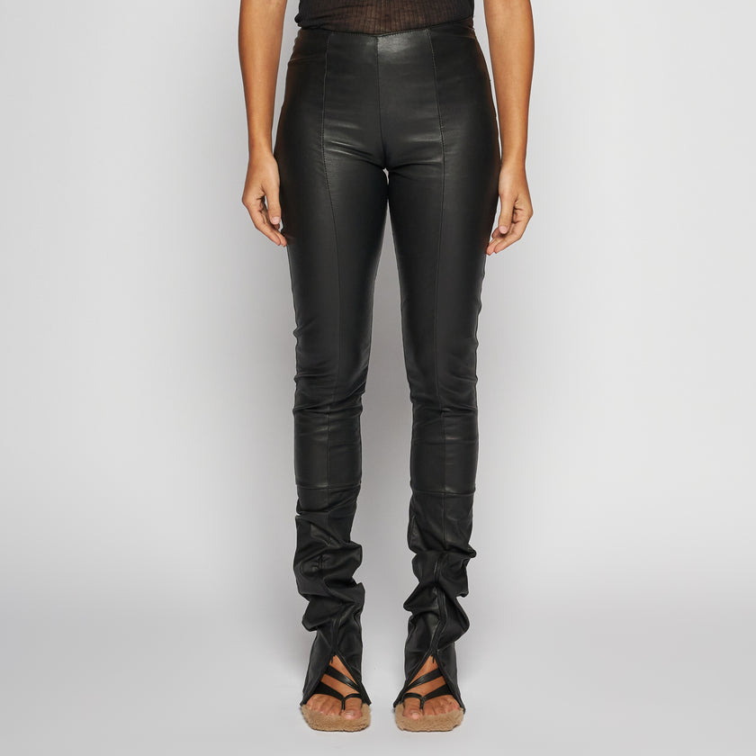 PANTALONE IN NAPPA STRECH - BLACK