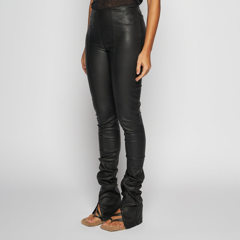 PANTALONE IN NAPPA STRECH - BLACK